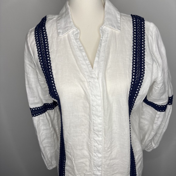 Soft Surroundings Ravenna Linen Womens Shirt Dress Size Large Beach Cruise - Picture 2 of 8